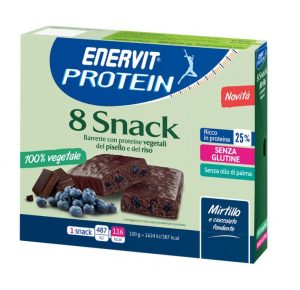 Enervit Protein Snack , al mirtillo e cioccolato con proteine vegetali del pisello e del riso